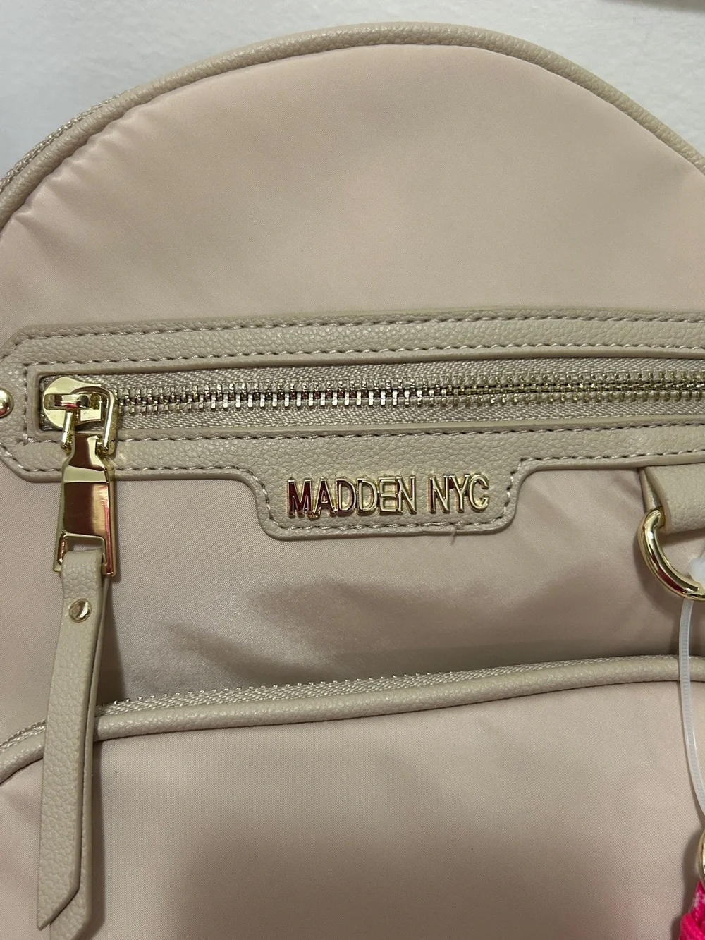 Madden NYC Mini Backpack Beige Taupe Gold Hardware NWT